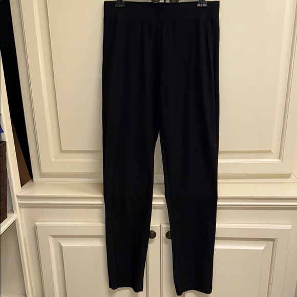 Eileen Fisher Black Textured Crepe Pants Slim Fit Stretch Elastic Waist Pull On - Picture 4 of 12